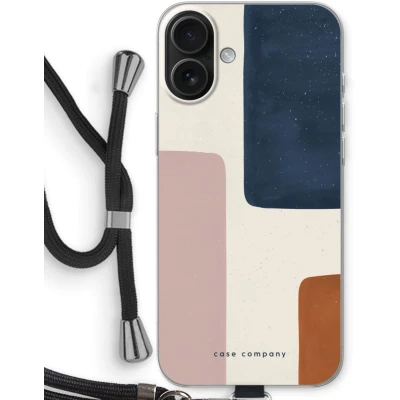 Afbeelding van Case Company® hoesje met Koord geschikt voor iPhone 16 Plus Geo #5 Telefoonhoesje Zwart Bescherming aan alle Kanten en Over de Schermrand