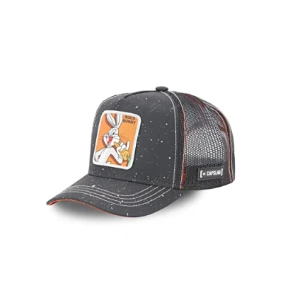 Afbeelding van [ X ] Capslab Looney Tunes pet voor dames en heren, truckerpet, Bugs Bunny, origineel perfecte pasvorm, zwart.