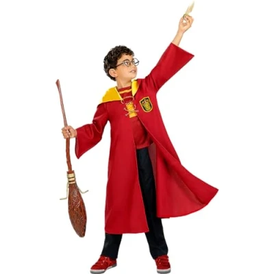 Afbeelding van FUNIDELIA Griffoendor Quidditch Zwerkbal Kostuum voor kinderen Harry Potter Maat: 122 134 cm