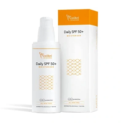 Afbeelding van colibri skincare Daily SPF 50+ Moisturizer 80ml dagcrème met 50 breedspectrum waterbestendige bescherming niet bleken gezichtszonnecrème