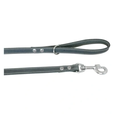 Afbeelding van JACK AND VANILLA Gevet Lederen Hondenriem / Hondenlijn Grijs Breedte 10 mm Lengte 120 cm