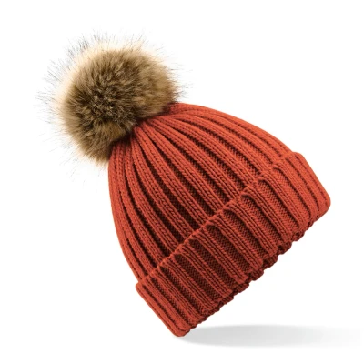 Afbeelding van Beechfield pom beanie B412 Orange rust
