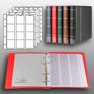 Afbeelding van Prophila Collection Muntenalbum met 4 vakken voor 110 munten, rood