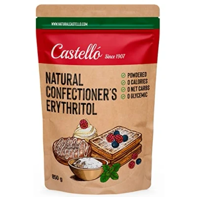 Image de Érythritol Édulcorant Naturel Poudre 10g = 7g de sucre Substitut du glace Keto et Paleo 0 Index Glycémique Calories Glucides Nets Sans OGM Castello since 1907 850 g