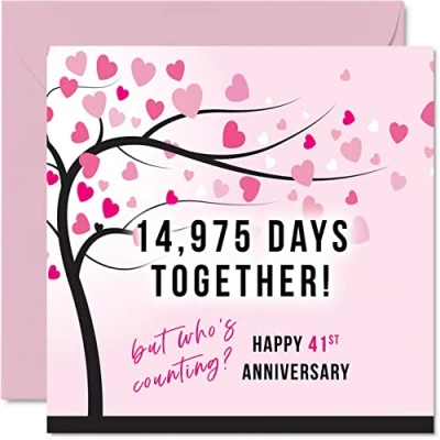 Afbeelding van Grappige 41e huwelijksverjaardag kaart voor vrouw of man 14975 dagen samen cadeau &quot;I Love You&quot;, wenskaarten partner, 145 mm x