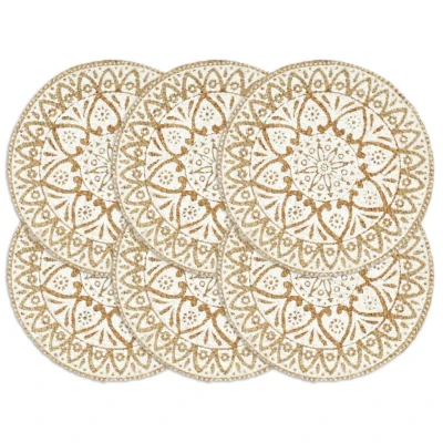Afbeelding van Placemats 6 st rond 38 cm jute wit