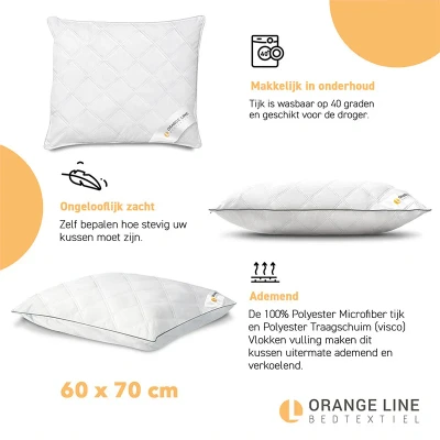Afbeelding van Hoofdkussen Hotel Traagschuim Orange Line Effen VullingZij en rugslapers