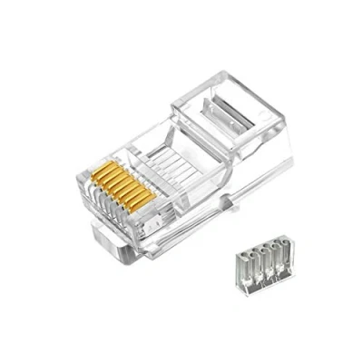 Afbeelding van 50 stuks Cat6 RJ45 connectors, plugs, 2 delig Crystal Unshielded Ends UTP 8P8C Modular Network Plug Connector