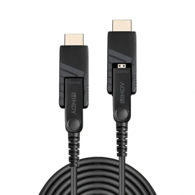 Image de Lindy Câble HDMI 50 m cuivre hybride blindé/fibre optique noir rond support 4K