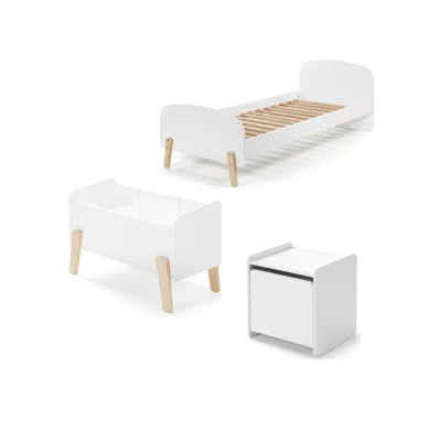 Afbeelding van LUCEVI Kiddy bed + Nachtkastje Speelkoffer Wit 90x200 cm