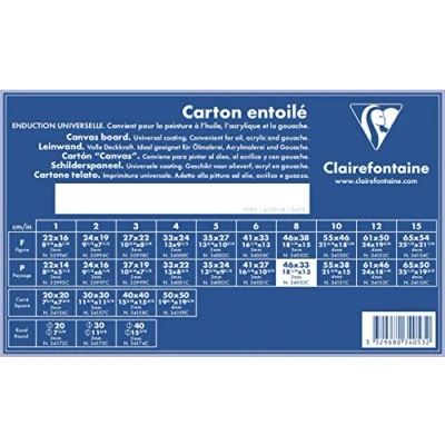 Afbeelding van Clairefontaine 34053C een schilderkarton met witte coating, 46 x 33 cm (formaat 8P dwarsformaat), dikte 3 mm, wit canvas