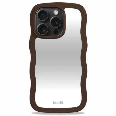 Afbeelding van Holdit Hoesje Geschikt voor iPhone 15 Pro Max Wavy Case Mirror bruin