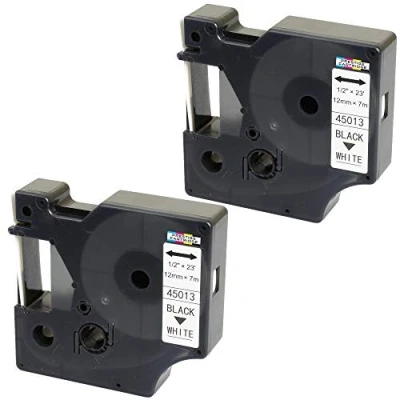 Afbeelding van 2 x D1 45013 S0720530 labeltapes zwart op wit 12 mm 7 m voor DYMO LabelManager LM 160 210D 220P 260P 280 360D 420P 450D 500TS PnP MobileLabeler LabelPoint LabelWriter LW 444 50 Duo