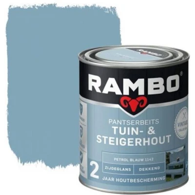 Afbeelding van Rambo Pantserbeits Tuin &amp; Steigerhout Dekkend Zijdeglans Petrol Blauw 1142