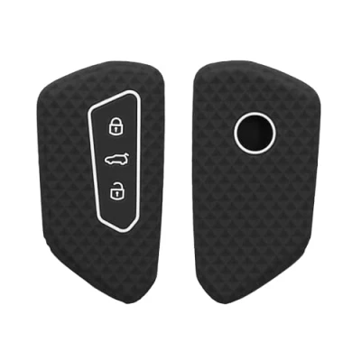 Afbeelding van kwmobile autosleutel hoesje geschikt voor VW Golf 8 3 knops hoes TPU behuizing Beschermende auto sleutel case Sleuteletui in mat zwart