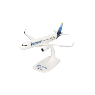 Afbeelding van Herpa Snap Fit A320 Discover Airlines miniatuur schaal 1:200 model verzamelvliegtuig met kunststof voet