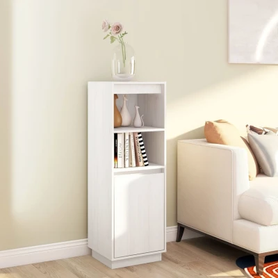 Afbeelding van Hoge kast 37x34x110 cm massief grenenhout wit