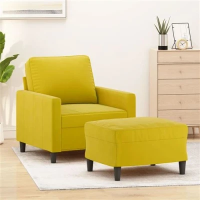 Afbeelding van vidaXL Fauteuil met voetenbank 60 cm fluweel geel