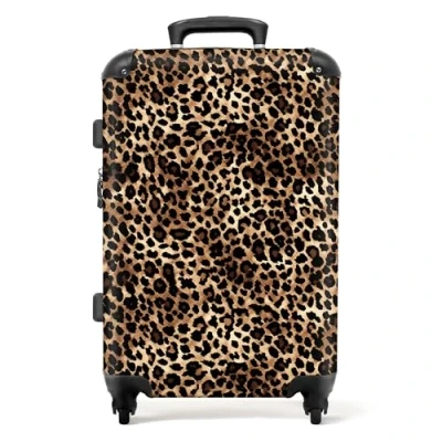 Afbeelding van NoBoringSuitcases.com® Rolkoffer, bagage voor dames en heren, cabinekoffers ruimbagage, Luipaardpatroon, Koffer