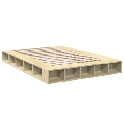 Afbeelding van vidaXL Bedframe bewerkt hout sonoma eikenkleurig 140x200 cm