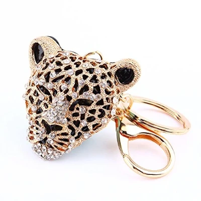 Afbeelding van Strass luipaard sleutelhanger, bedel hanger handtas tas sleutelhanger decoratie