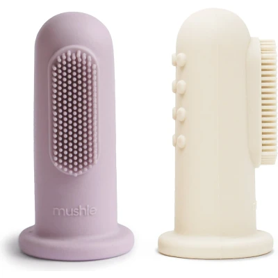 Afbeelding van Mushie Babytandenborstel lilac/ivory 2 stuks