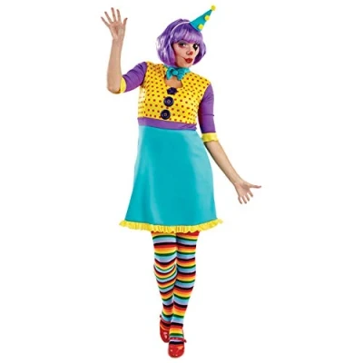 Afbeelding van Fun Shack Clownkostuum voor dames, kostuum veelkleurig, clownkostuum, Halloween, maat L