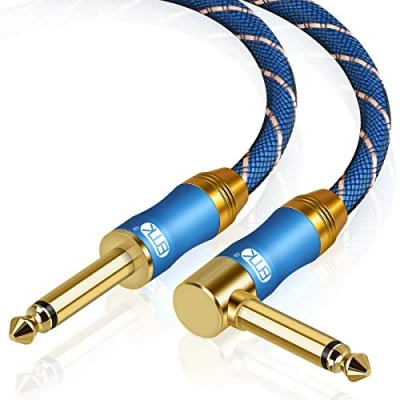 Afbeelding van EMK Gitaarkabel haakse 6,35 mm 1/4 mantel mono audio kabel nylon gevlochten gitaar aansluitkabel luidspreker bas toetsenbord versterker instrumentkabel (5 m)