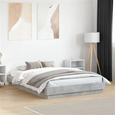 Afbeelding van vidaXL Bedframe met LED verlichting betongrijs 135x190 cm