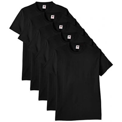 Afbeelding van Fruit of the Loom Heavy Cotton T shirt voor heren (5 stuks), zwart.