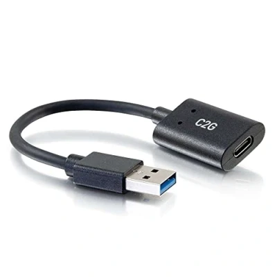 Afbeelding van C2G 54428 USB C adapter (5 Gbit/s, aansluiting naar A, SuperSpeed stekker, compatibel met smartphones, tablets en laptops, zwart