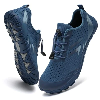 Afbeelding van IceUnicorn Chaussures pieds nus pour homme et femme de trail larges à orteils Unisexe natation plage aquatiques, b bleu, 42 EU