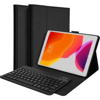 Afbeelding van Accezz QWERTY Bluetooth Keyboard Bookcase Geschikt voor de iPad 9 (2021) 9e generatie / 8 (2020) 8e 7 (2019) 7e Zwart