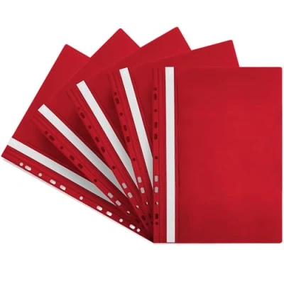 Afbeelding van Netuno 5 x rode geperforeerde lamellencassette A4 snelmappen PP met perforatie citaat voor school kantoor shirt transparante voorkant lamellenmap offerte