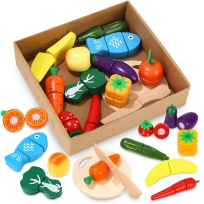 Afbeelding van Cexovo speelgoed voor kinderen, fruit en groenten, houten de keuken, keukenspellen, om te snijden, educatief speelgoed, Montessori, cadeau
