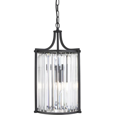 Afbeelding van Searchlight Victoria Hanglamp Ø 26 X 150 Cm Mat Zwart En Transparant