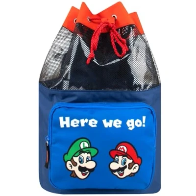 Afbeelding van Super Mario zwemtas, en Luigi, zwembadtas voor kinderen, sporttas jongens, het strand, blauw, één maat, Blauw