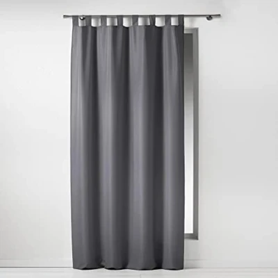 Afbeelding van Gordijnen Kant en klaar met ophanglus 140x260cm uni polyester donker grijs