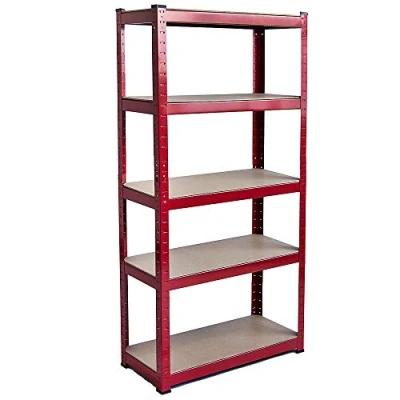 Afbeelding van Home Vida Rek met 5 niveaus, zeer robuust, voor keuken, garage, capaciteit 875 kg, standaard, rood
