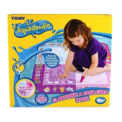 Afbeelding van Tomy Aquadoodle tekenmat, klassiek, 4 kleuren, roze, T72371, water ruim schilderen, geschikt voor kinderen vanaf 18 maanden