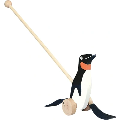 Afbeelding van Bino Stokroller Pinguïn Junior 53 Cm Hout Naturel