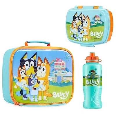 Afbeelding van Bluey lunchbox voor kinderen, set van 3 stuks, lunchtas, en drinkfles, terug naar kleuterschool
