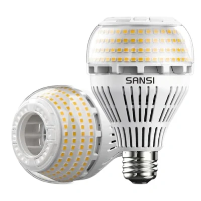 Afbeelding van SANSI Ledlampen, E27, 27 W, warmwit, 3000 K, gloeilampen, 250 komt overeen met krachtige lampen, 4000 lm, niet dimbaar, stralingshoek 270 graden, voor garage, keuken, slaapkamer, oprit, 2 stuks