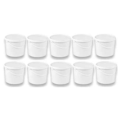 Afbeelding van Silplast 10 stuks 5 liter emmers met wit deksel, melkemmers/opslag, stapelbaar, honingemmer, kunststof emmer voor levensmiddelen, lege meel, wateremmer