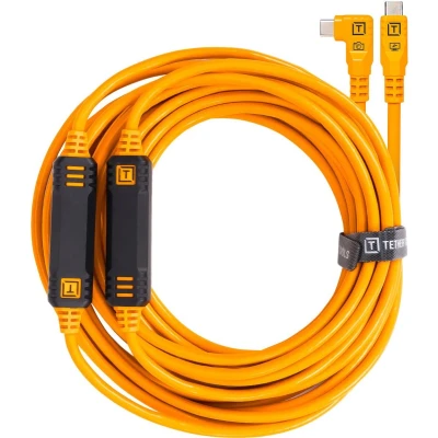 Afbeelding van TetherTools TetherPro USB C To 9.4m Straight Right Angle Oranje