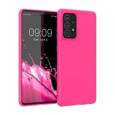 Afbeelding van kwmobile telefoonhoesje geschikt voor Samsung Galaxy A52 / 5G A52s Hoesje met siliconen coating Smartphone case in neon roze