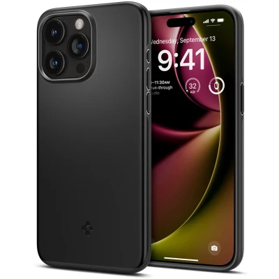 Afbeelding van Spigen Thin Fit Case hoesje geschikt voor iPhone 15 Pro zwart