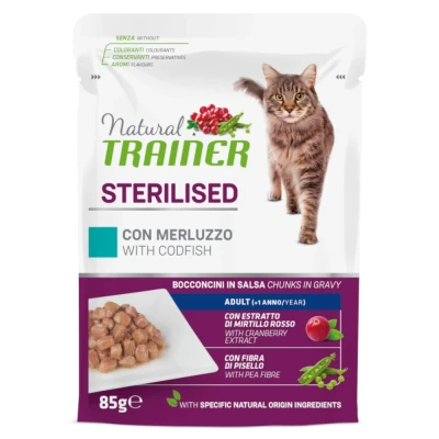 Afbeelding van Natural Trainer Cat Sterilised Codfish Pouch 12X85 GR
