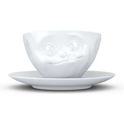 Afbeelding van Tassen koffiekop en schotel 200 ml met lekker gezicht 46