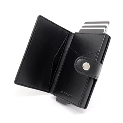 Afbeelding van Stealth Wallet Minimalistische portefeuille met pop up kaarthouder, in geschenkdoos, van licht en dun aluminium, creditcard etui RFID /NFC blokkering, Minimalistisch